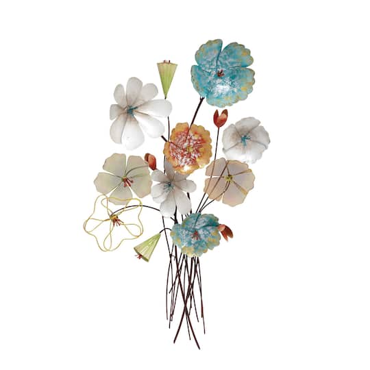 37" Multicolor Metal Eclectic Floral Wall Décor